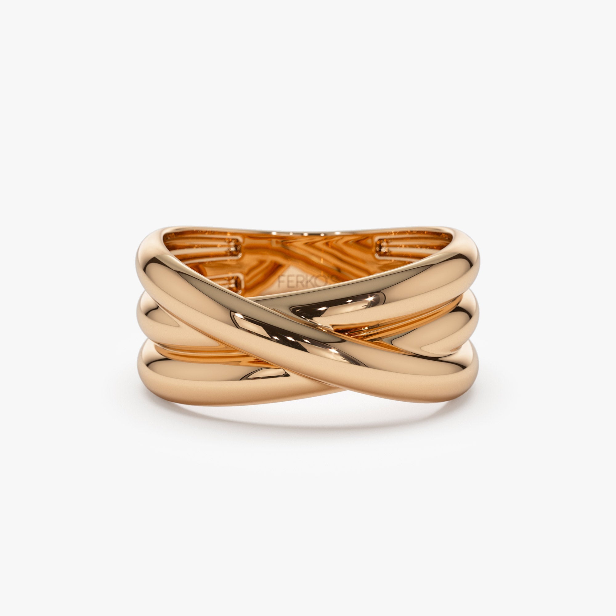 OBFJ1140 - 14k Solid Gold Multi-strand Crossover Ring 5