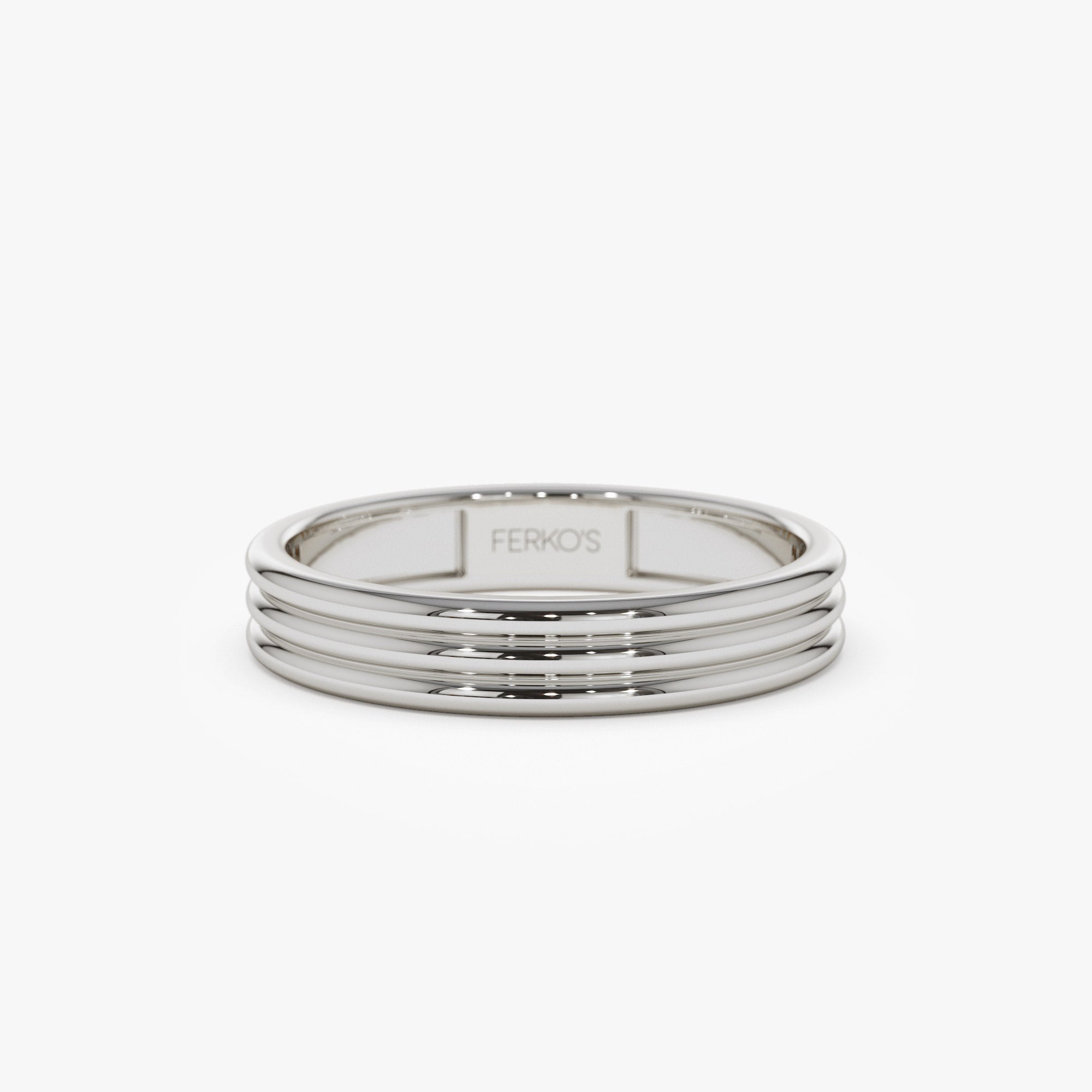 OBFJ1305 - 14k 3.5MM Multi Lined Gold Wedding Ring 6