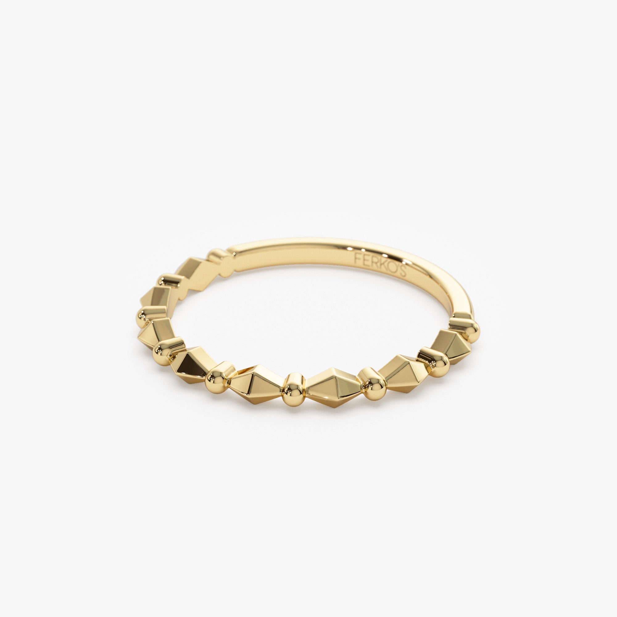 OBFJ1350 - 14K Pyramid and Bead Stacking Band 6