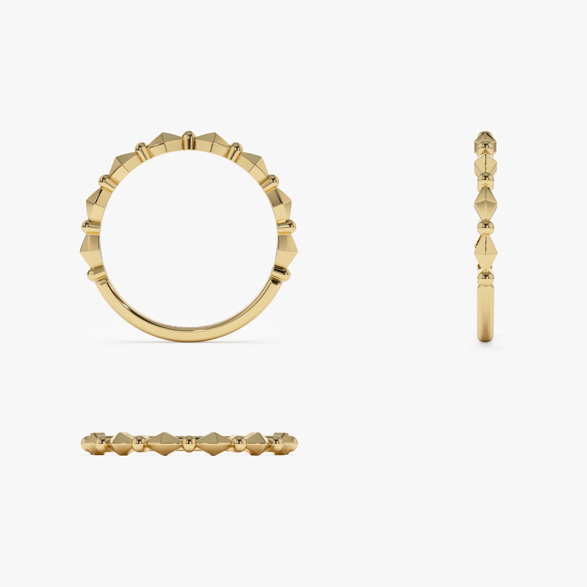 OBFJ1350 - 14K Pyramid and Bead Stacking Band 7