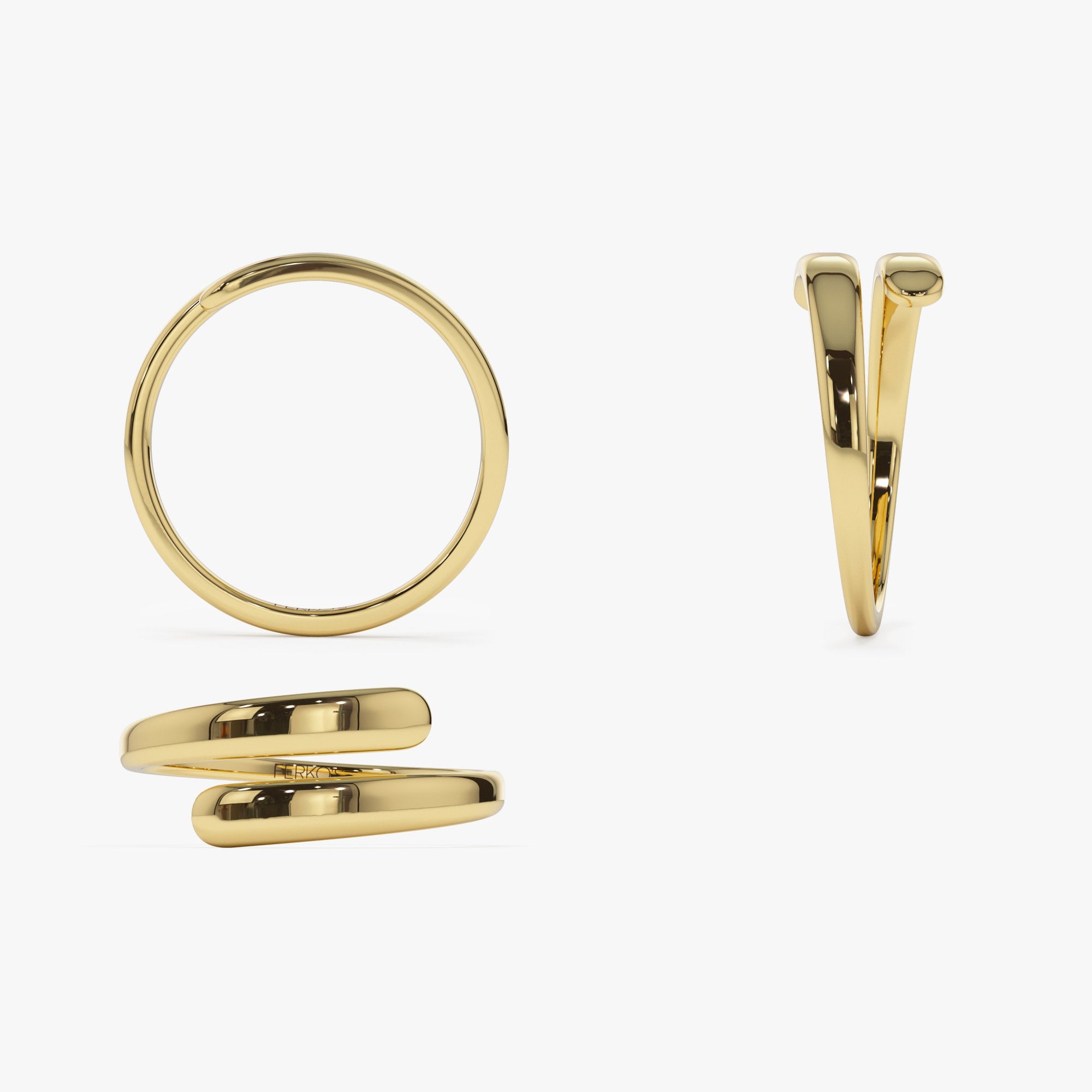 OBFJ1380 - 14K Plain Gold Crossover Ring 8
