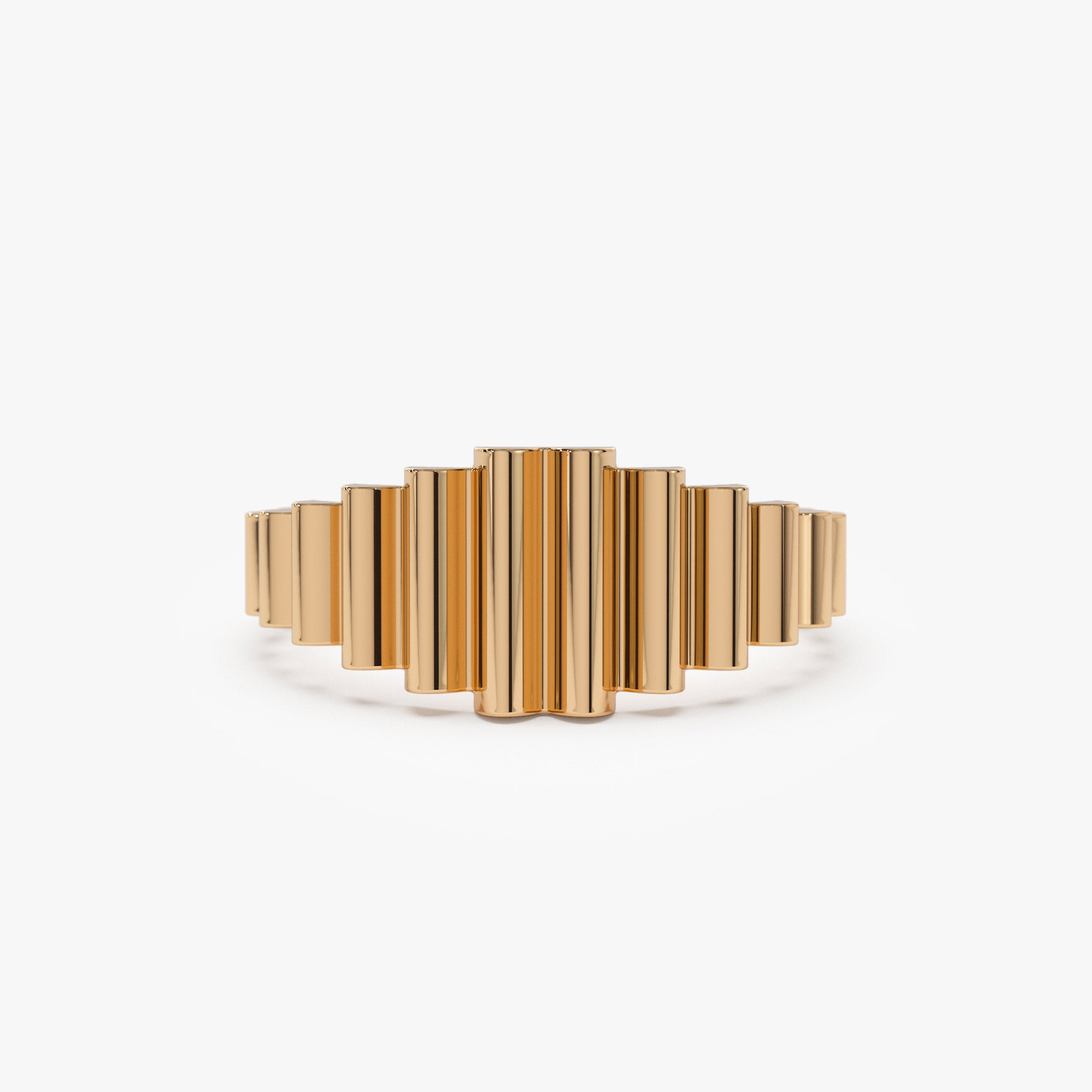 OBFJ1266 - 14K Bold Fluted Graduating Gold Ring 5