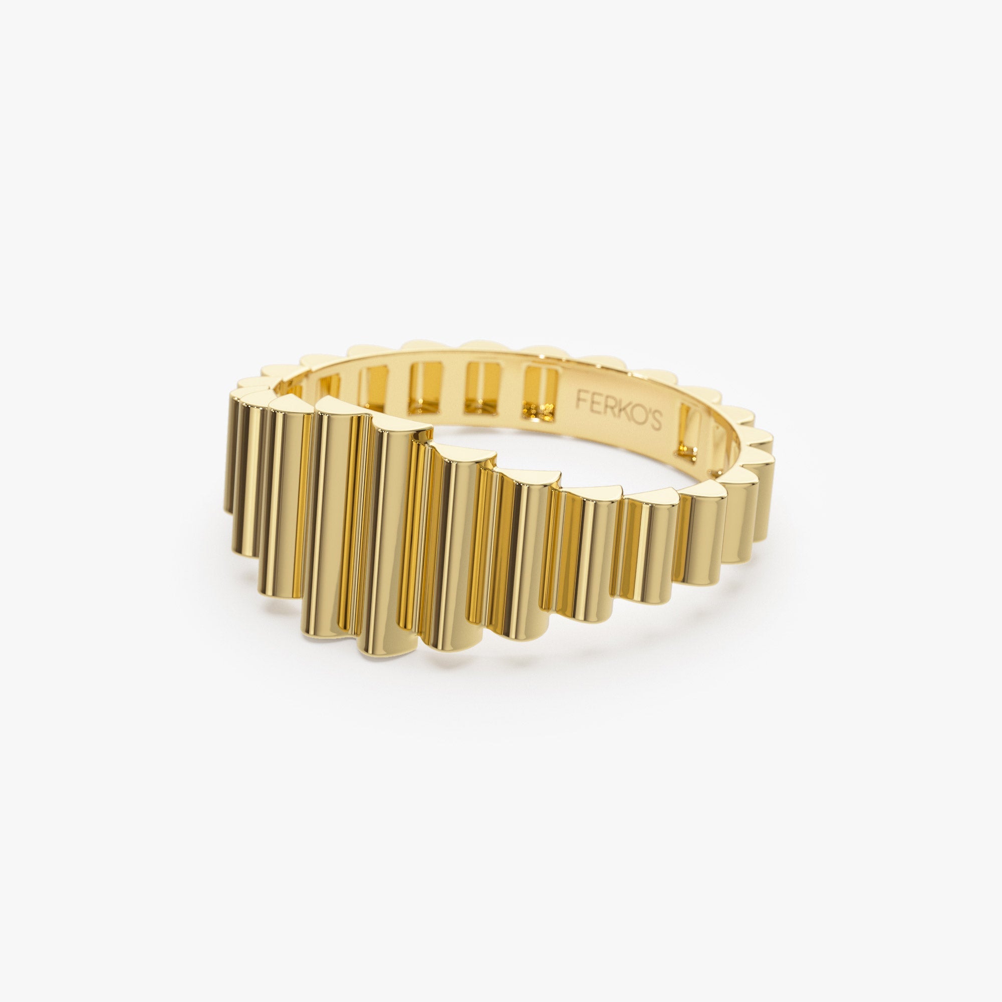 OBFJ1266 - 14K Bold Fluted Graduating Gold Ring 7