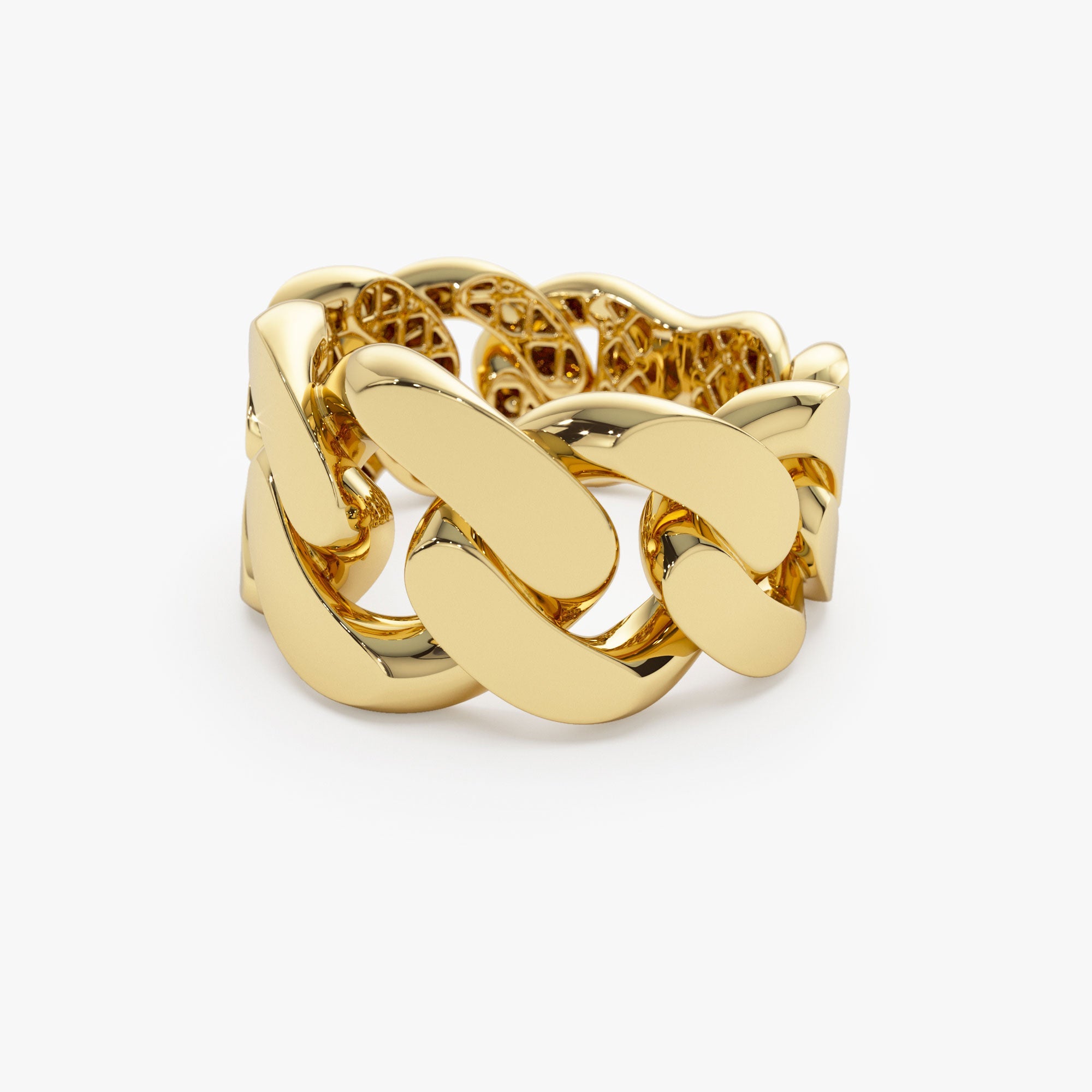 OBFJ1367 - 14k Chunky Cuban Curb Chain Link Ring 9