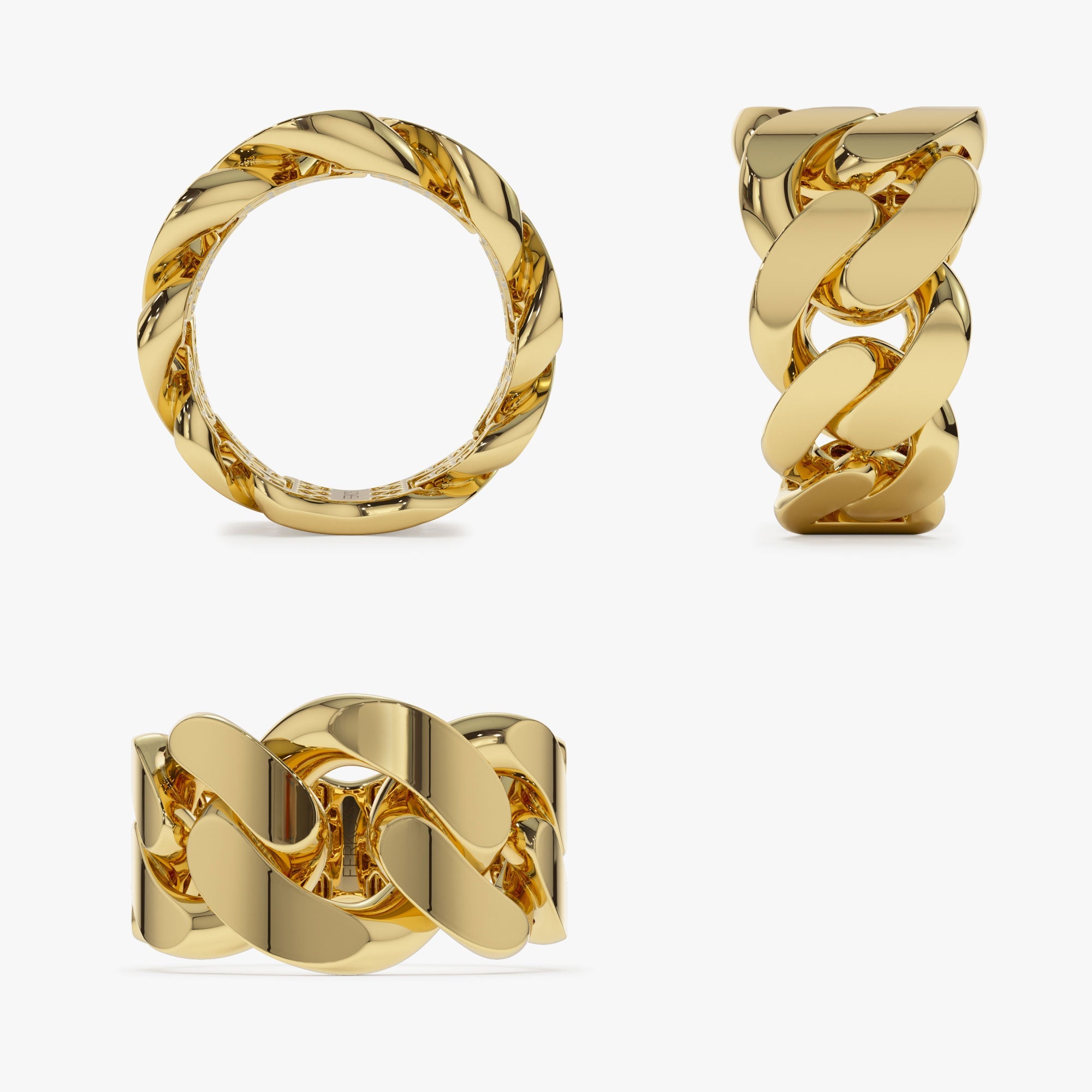 OBFJ1367 - 14k Chunky Cuban Curb Chain Link Ring 10