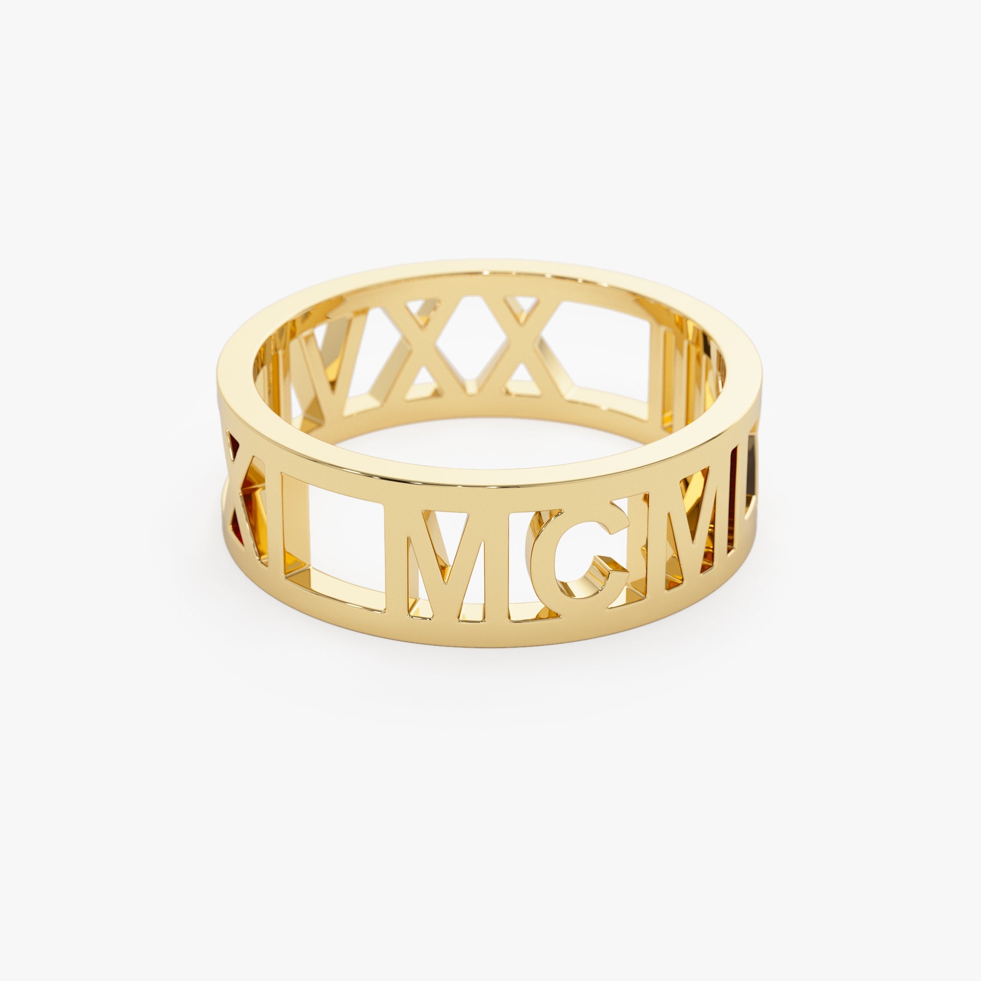 OBFJ1179 - 14K Gold Personalized Roman Numeral Ring 7