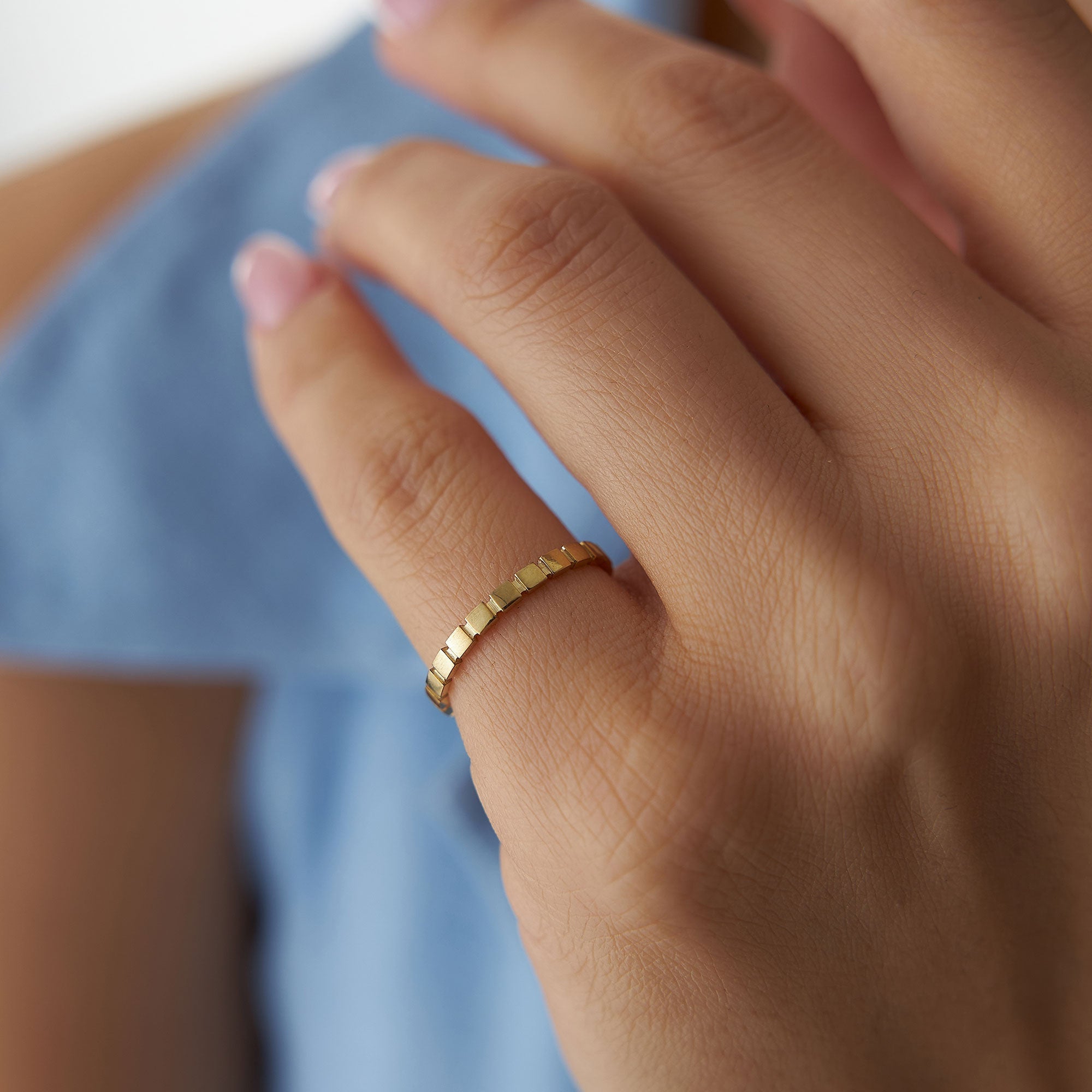 OBFJ1253 - 14K Geometric Square Stacking Ring 2