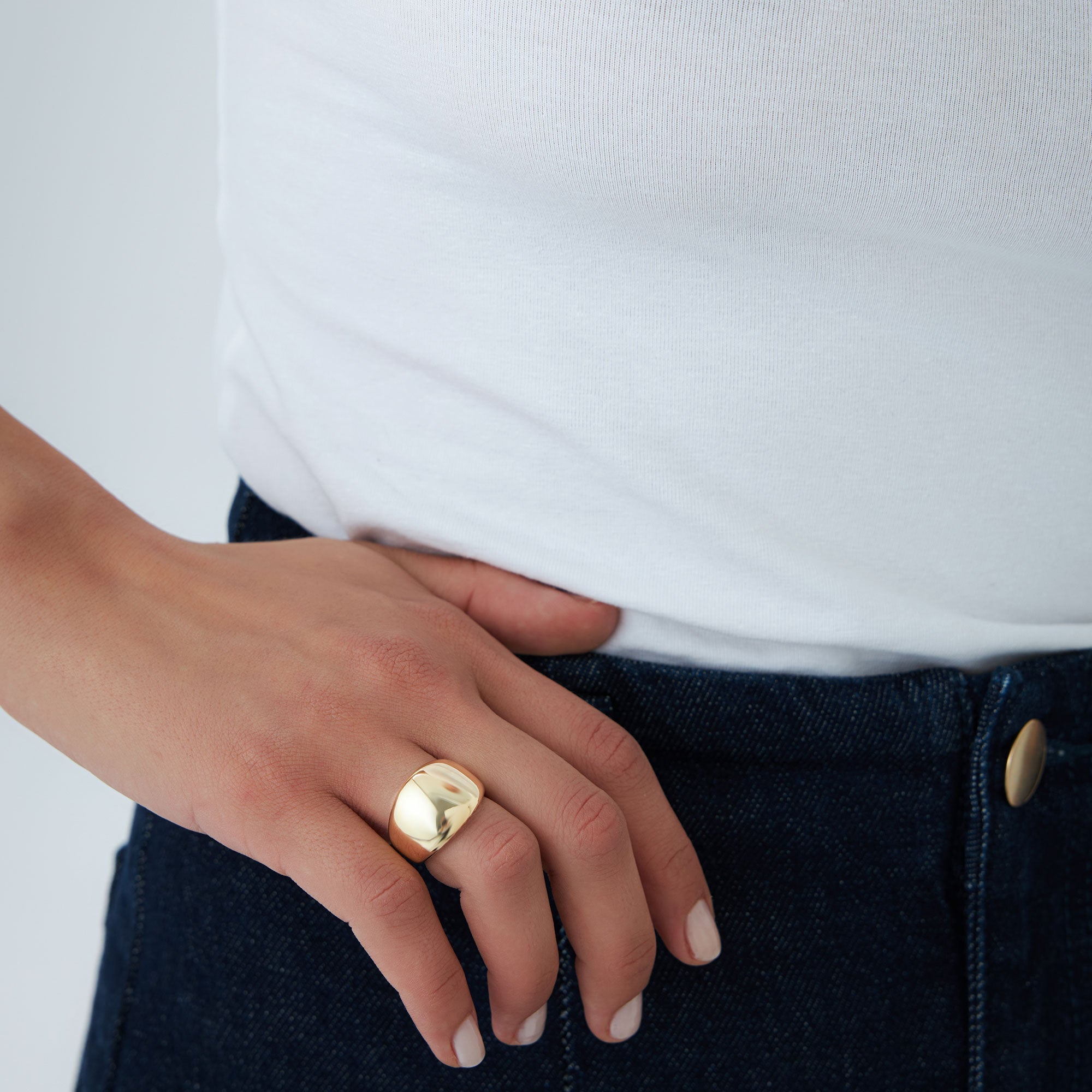 OBFJ1133 - 14k Chunky Gold Dome Graduating Statement Ring 6