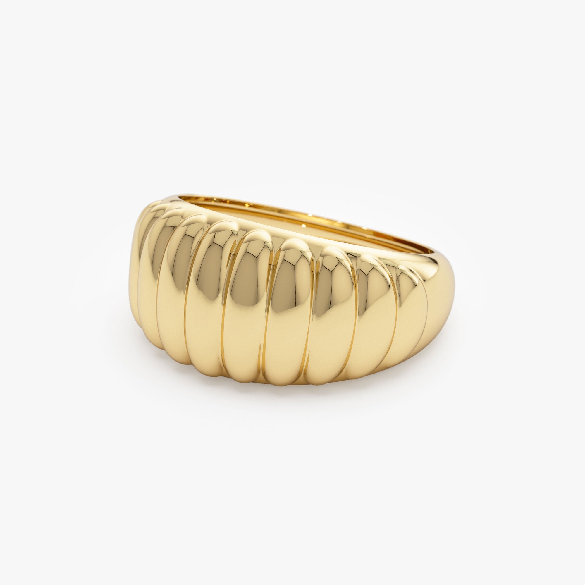 OBFJ1287 - 14k Gold Chunky Ribbed Statement Ring 8