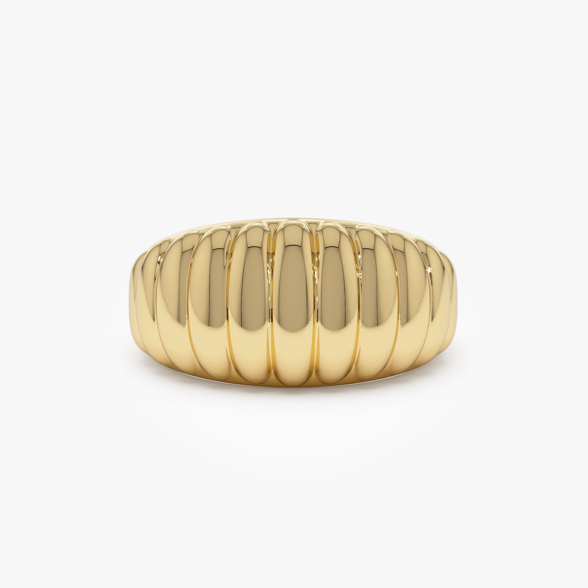 OBFJ1287 - 14k Gold Chunky Ribbed Statement Ring 1