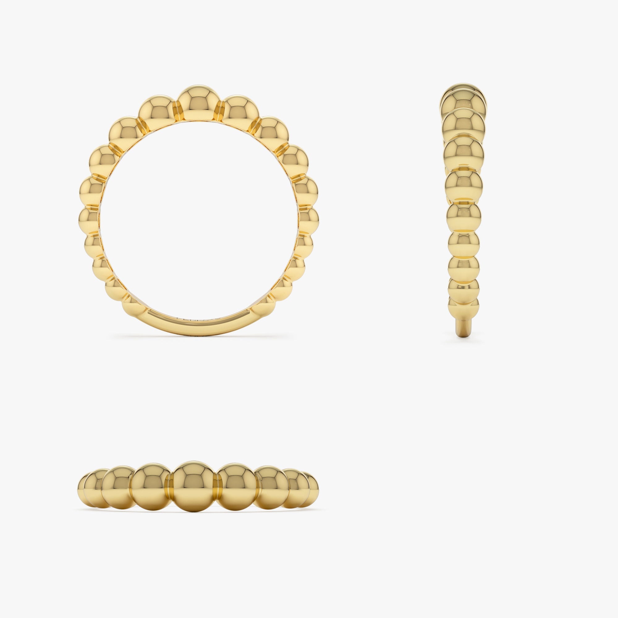 OBFJ1317 - 14k 4MM Beaded Graduating Ring 10