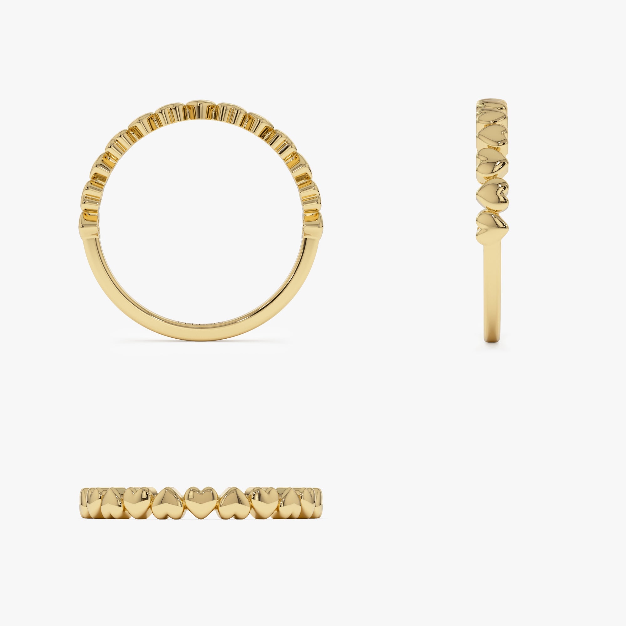 OBFJ1207 - 14k Dainty Heart Stacking Gold Ring 10