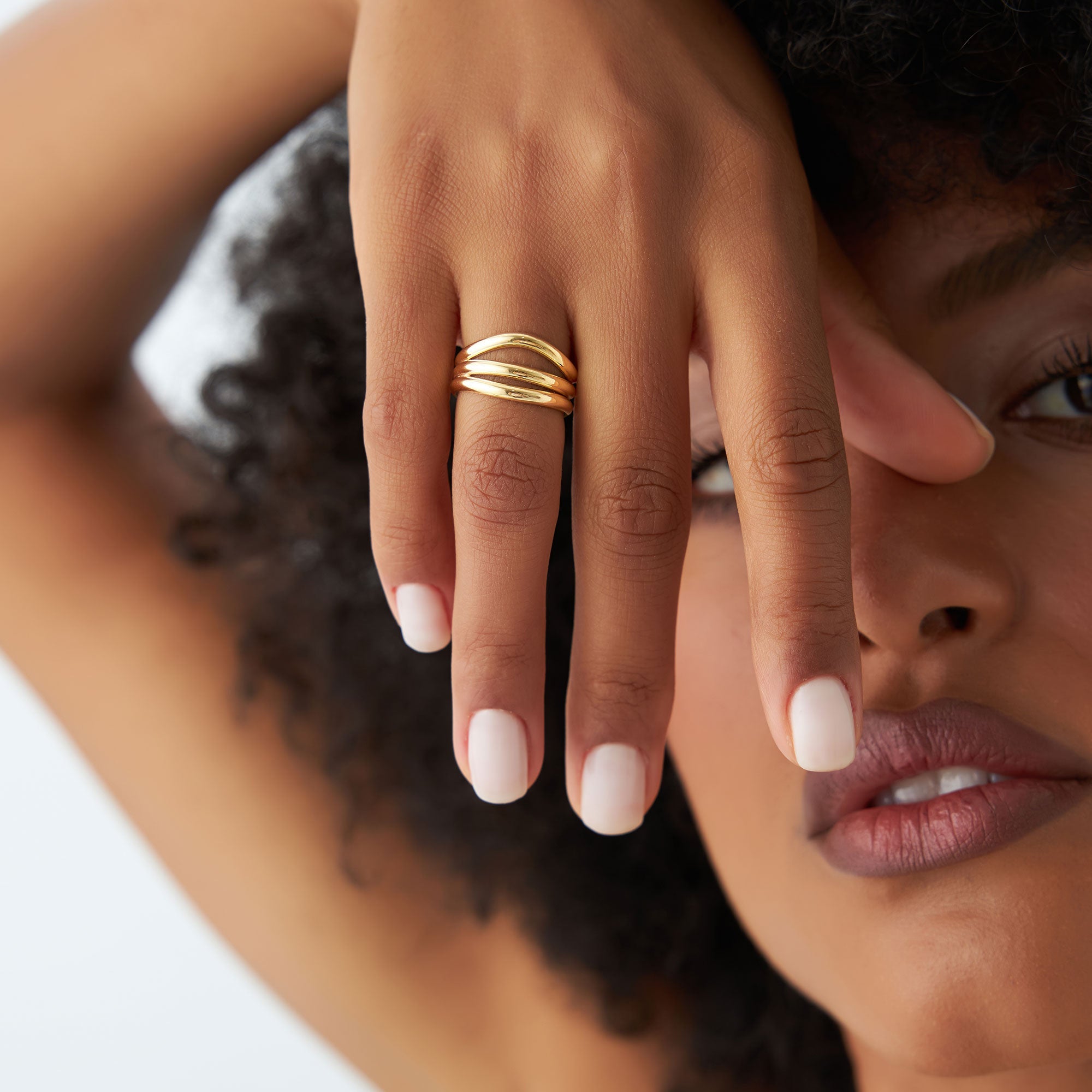 OBFJ1181 - 14K Stacked Chunky Curved Ring 3