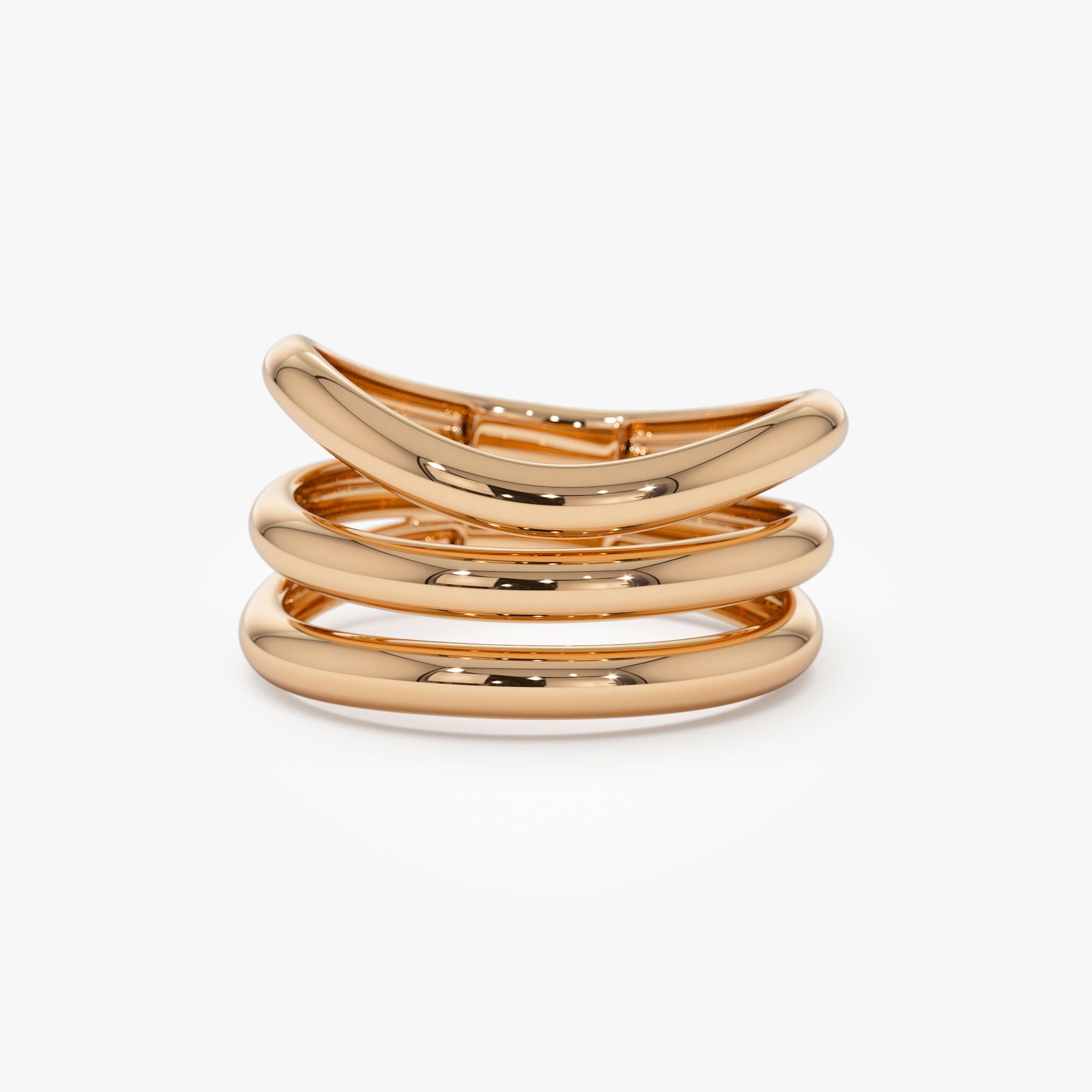 OBFJ1181 - 14K Stacked Chunky Curved Ring 6