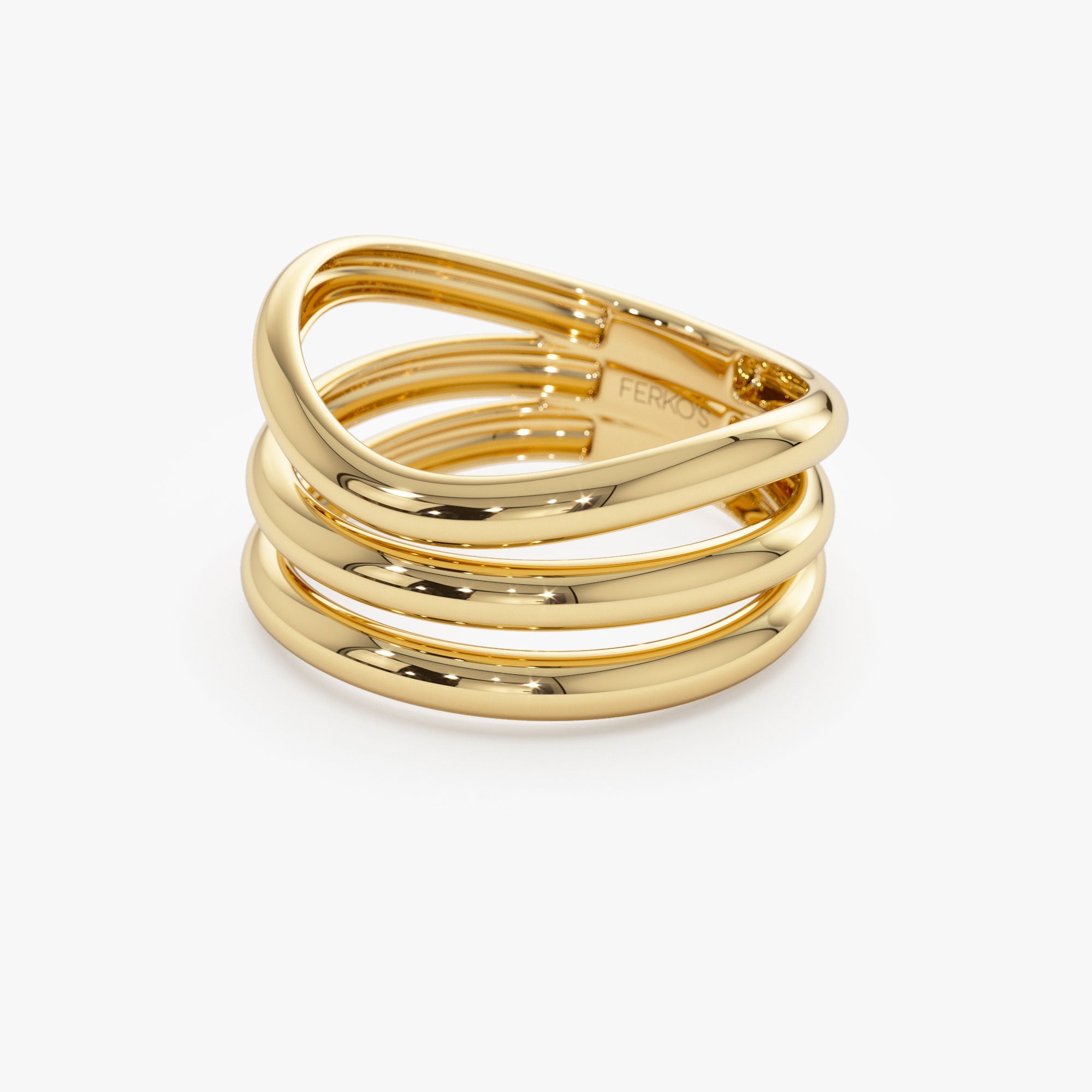 OBFJ1181 - 14K Stacked Chunky Curved Ring 8