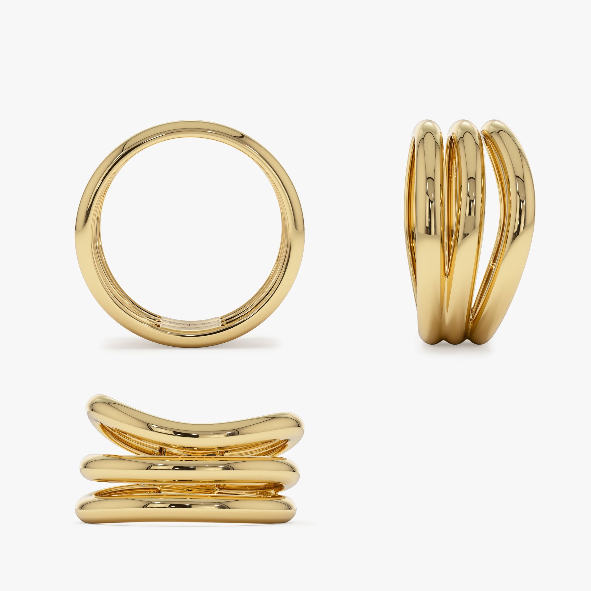 OBFJ1181 - 14K Stacked Chunky Curved Ring 9