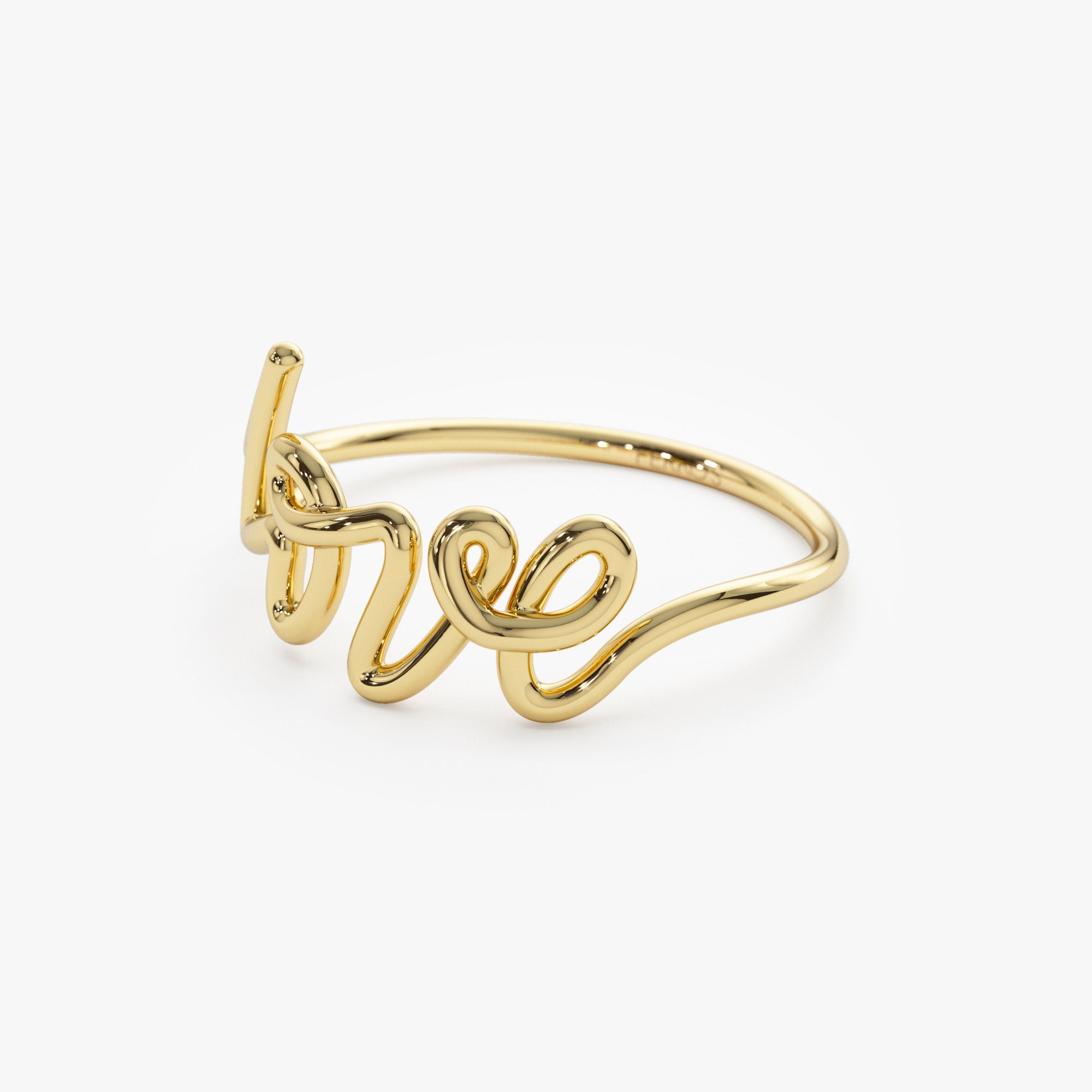 OBFJ1037 - 14K Gold Script Love Ring 9