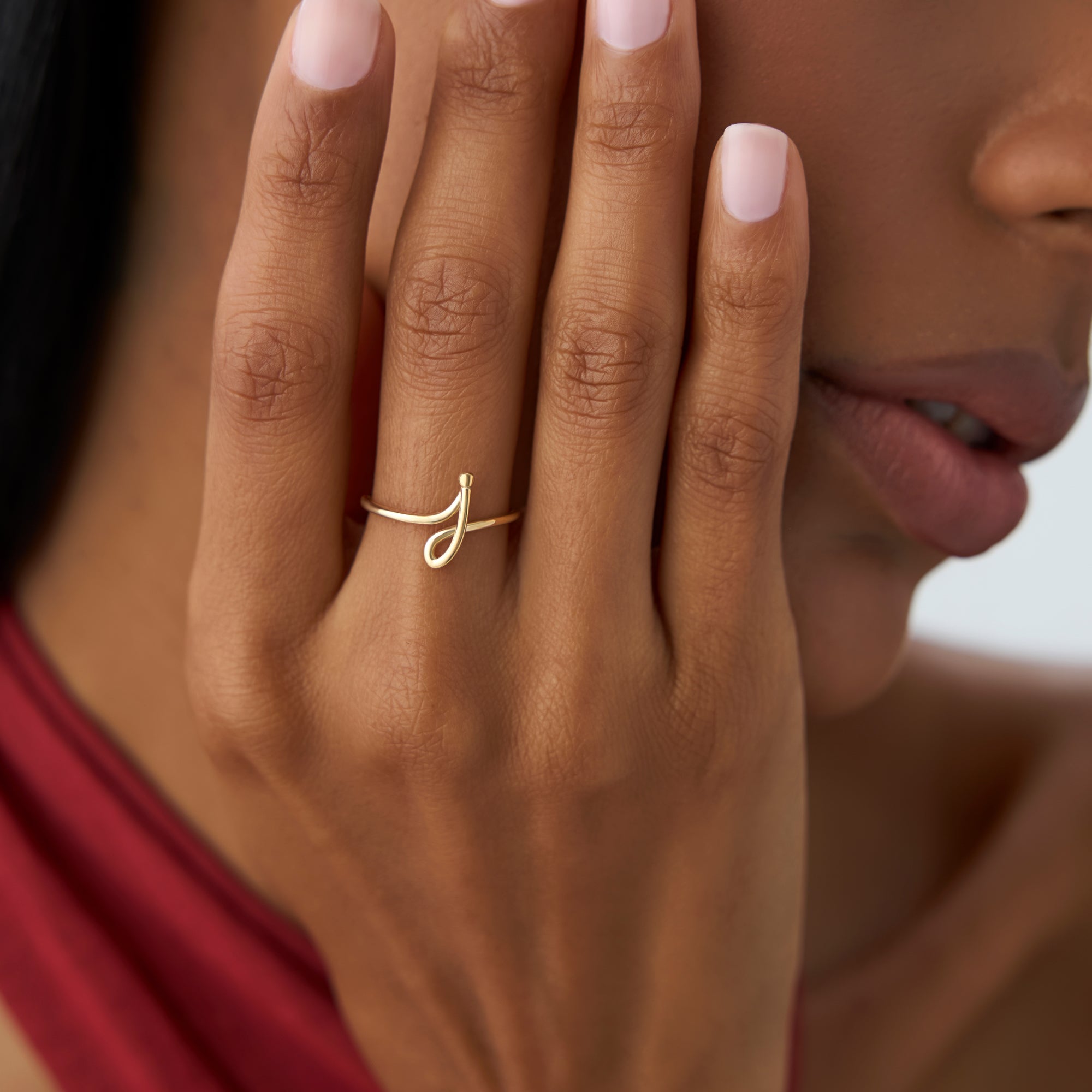 OBFJ0987 - 14K Minimalist Wire Letter Ring 2
