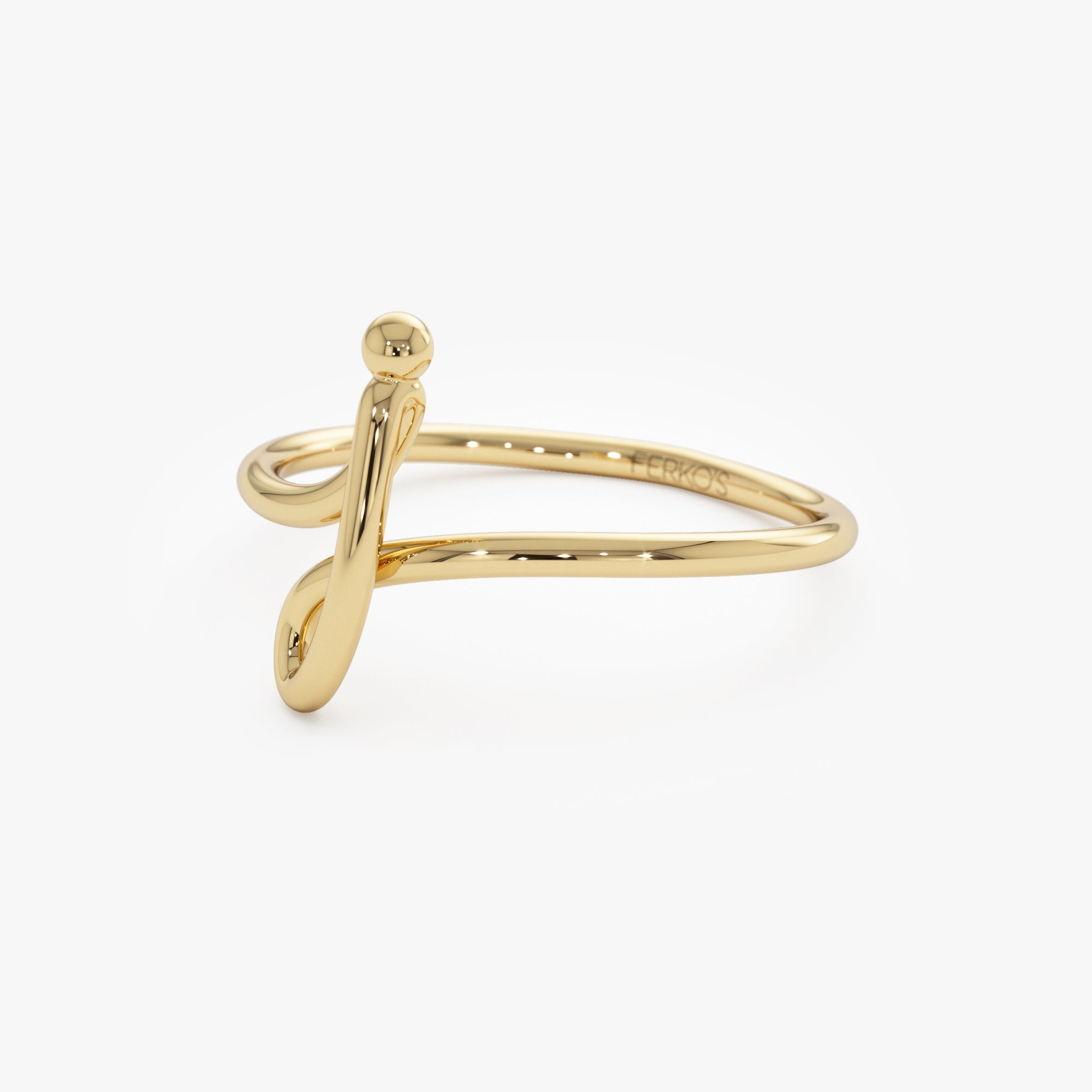 OBFJ0987 - 14K Minimalist Wire Letter Ring 10