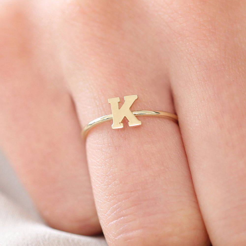 OBFJ1620 - 14K Gold Initial Letter Ring 3