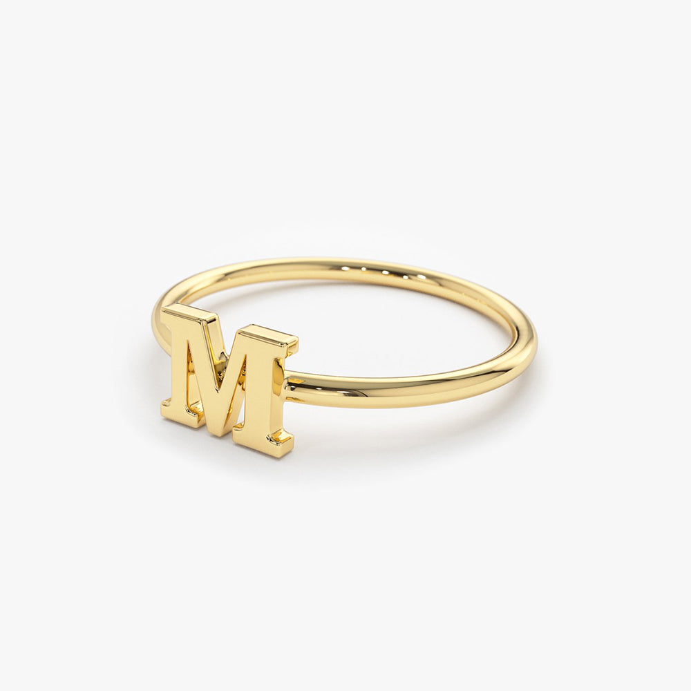 OBFJ1620 - 14K Gold Initial Letter Ring 9