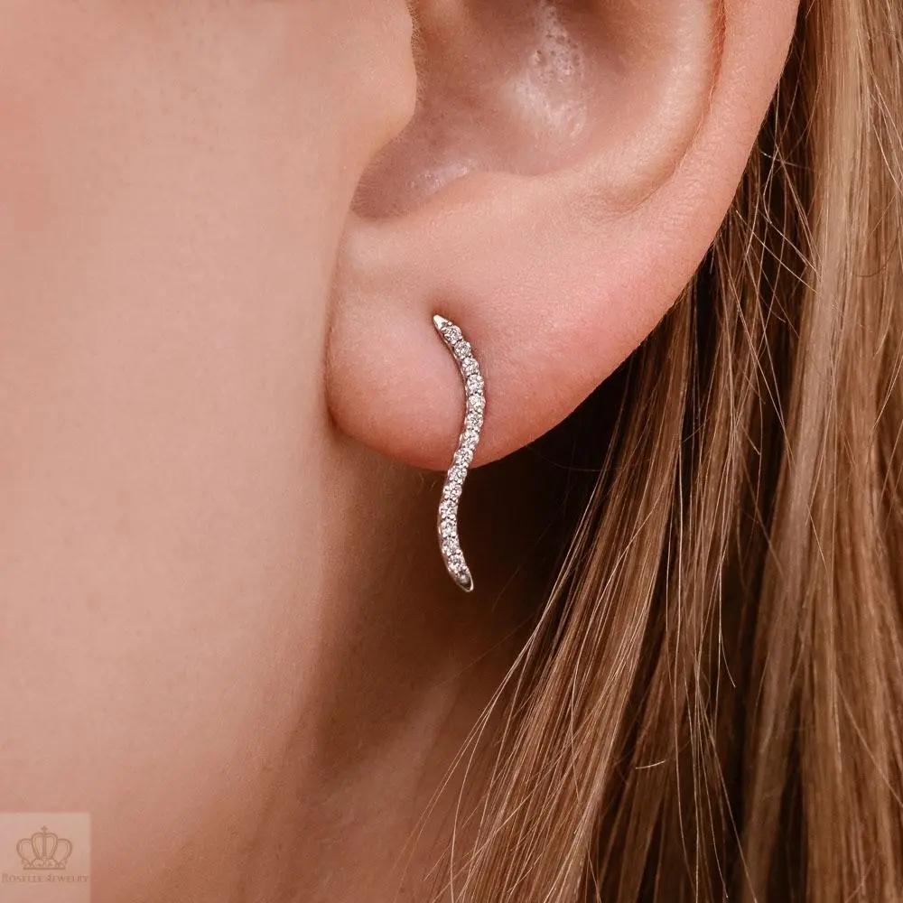 Accented Wavy Climber Earrings - SE021 Roselle Jewelry