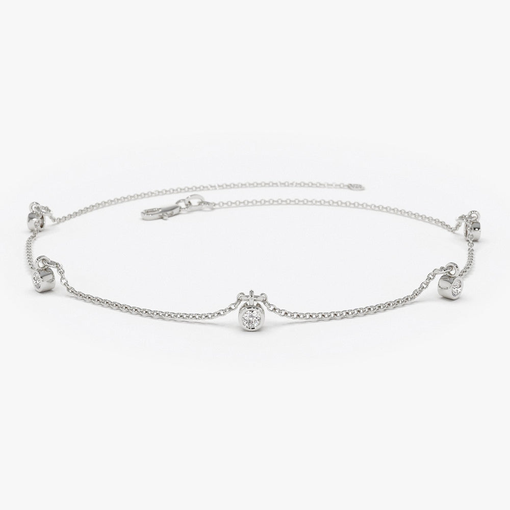 OBFJ1588 - 14K Gold Diamond by The Yard Dangling Solitaire Bracelet 6