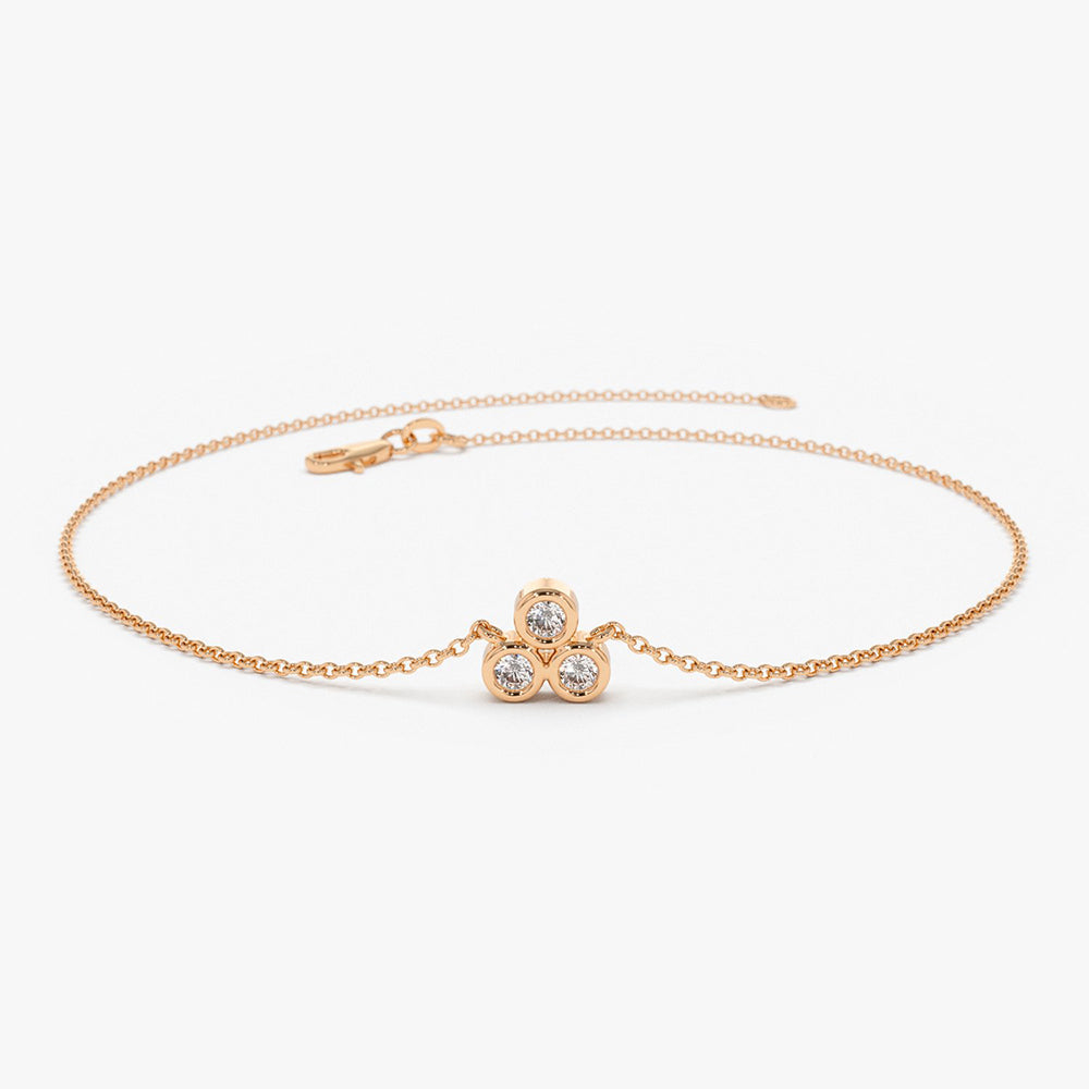 OBFJ1593 - 14K Gold Triangle Trio Dainty Diamond Bracelet 4