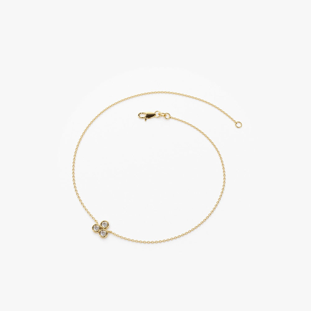 OBFJ1593 - 14K Gold Triangle Trio Dainty Diamond Bracelet 7