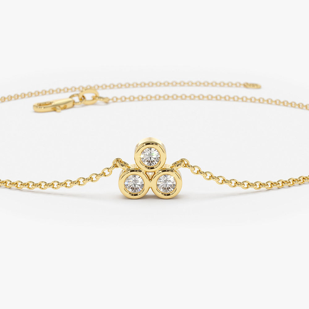 OBFJ1593 - 14K Gold Triangle Trio Dainty Diamond Bracelet 8