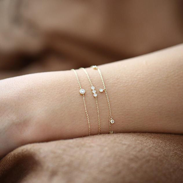 OBFJ1588 - 14K Gold Diamond by The Yard Dangling Solitaire Bracelet 3