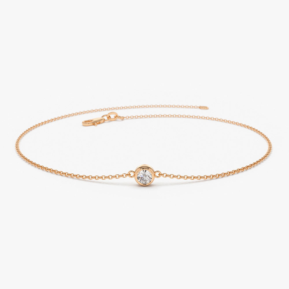OBFJ1569 - 14K Dainty Diamond Solitaire Bracelet 4