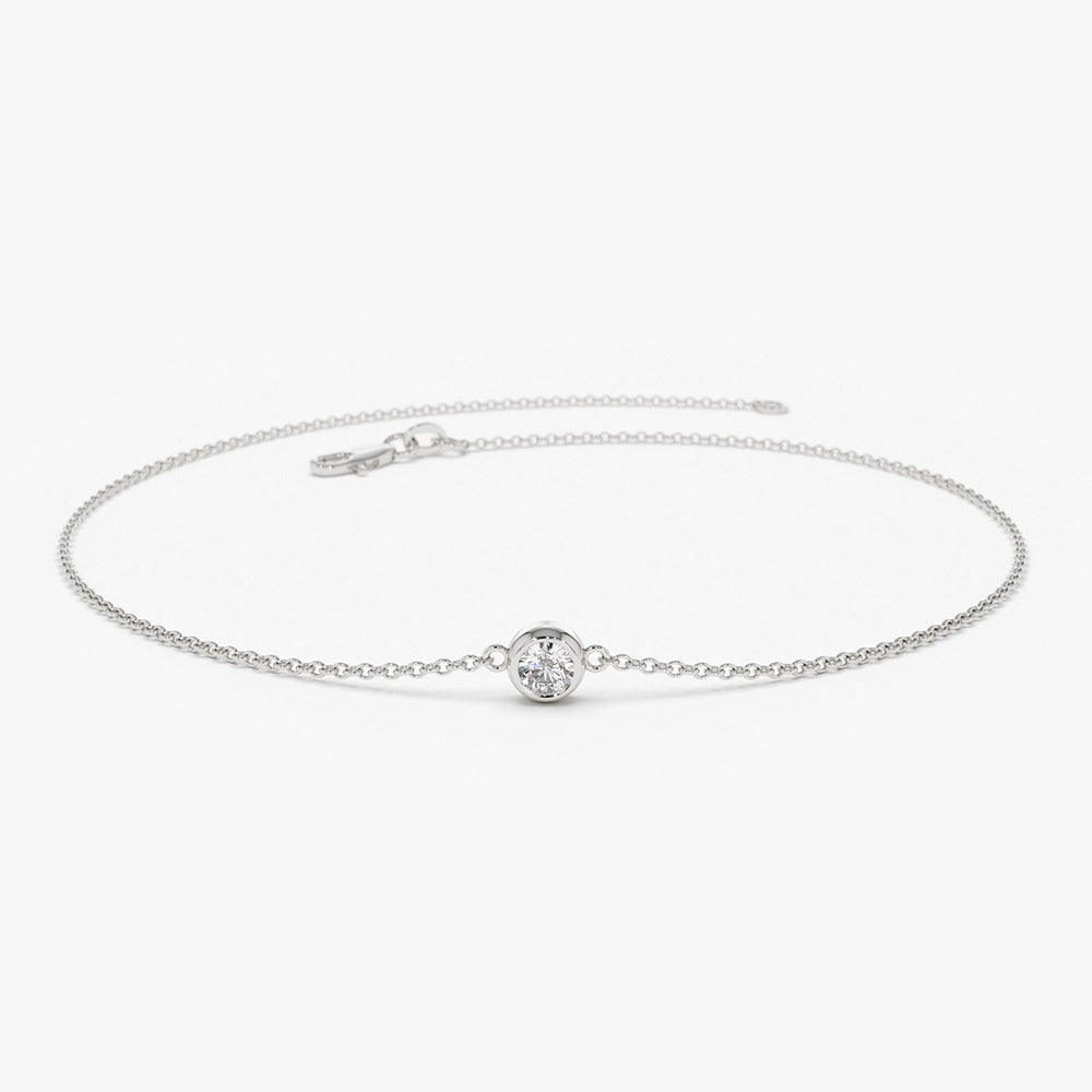OBFJ1569 - 14K Dainty Diamond Solitaire Bracelet 5