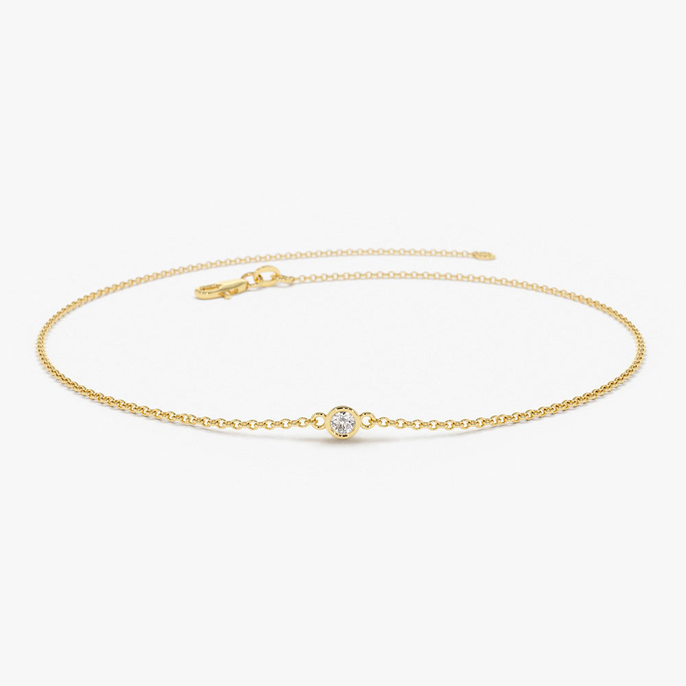 OBFJ1699 - 14k Gold Bezel Setting Diamond Solitaire Bracelet 0.05ctw 1