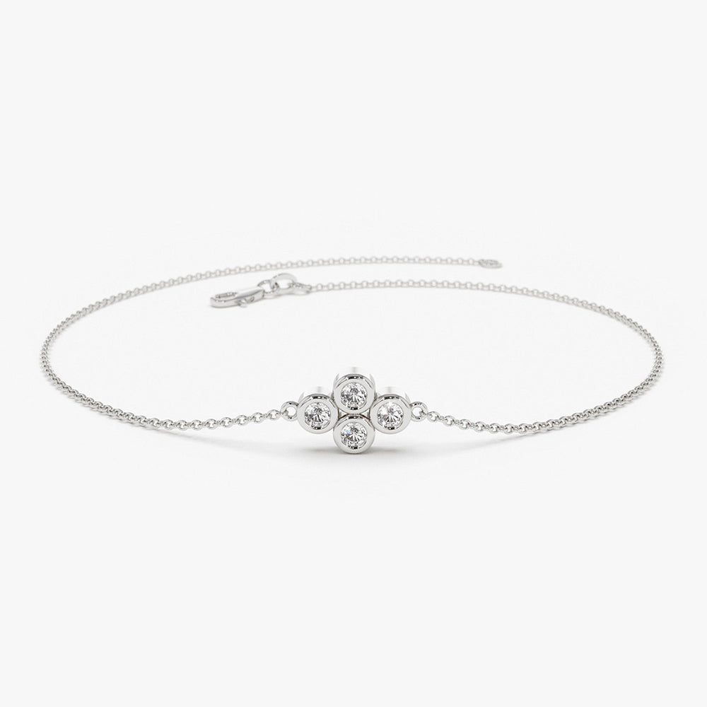 OBFJ1595 - 14K Gold Dainty Quad Diamond Bracelet 5