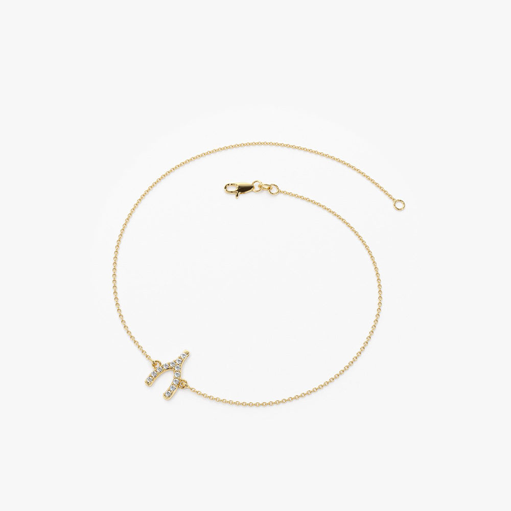 OBFJ1611 - 14K Diamond Wishbone Charm Bracelet 6