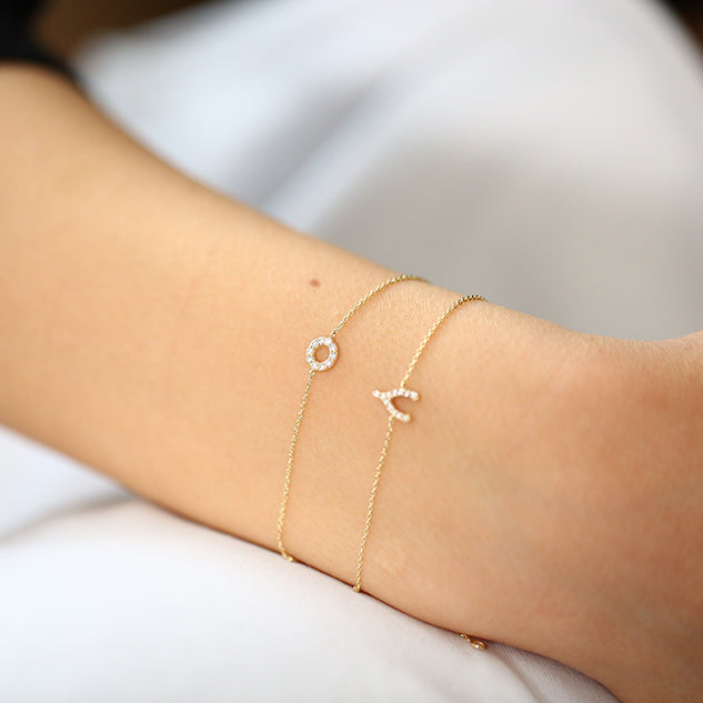 OBFJ1576 - 14K Gold Round Pave Diamond Bracelet 2