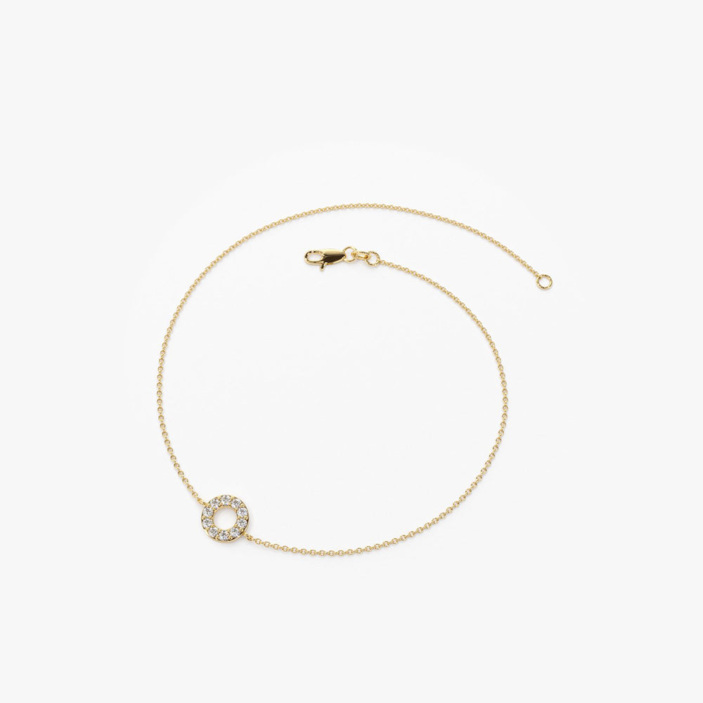 OBFJ1576 - 14K Gold Round Pave Diamond Bracelet 7