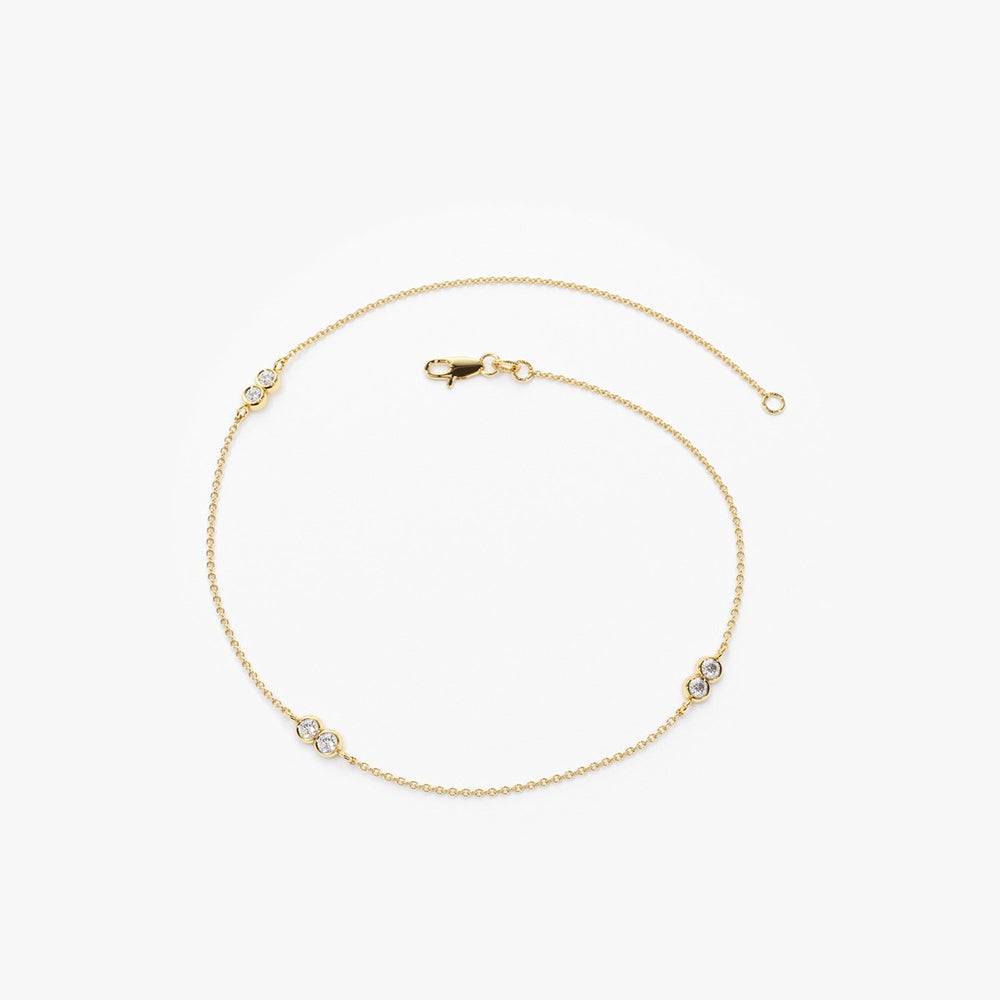 OBFJ1715 - 14K Gold Double Diamond Station Bracelet 8