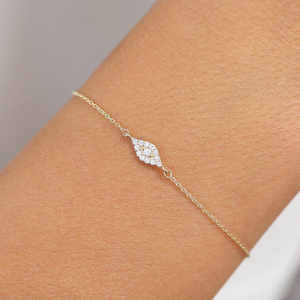 OBFJ1727 - 14k Gold All Diamond Evil Eye Bracelet 2