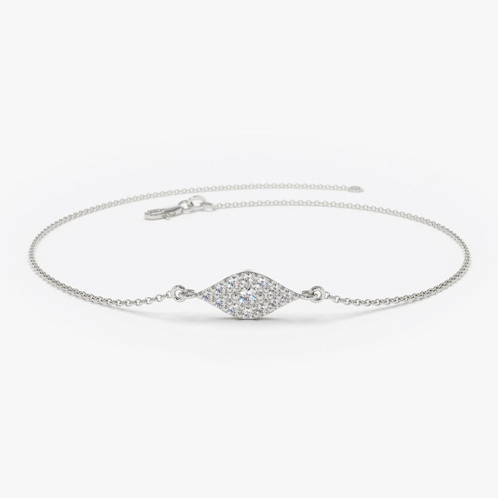 OBFJ1727 - 14k Gold All Diamond Evil Eye Bracelet 7