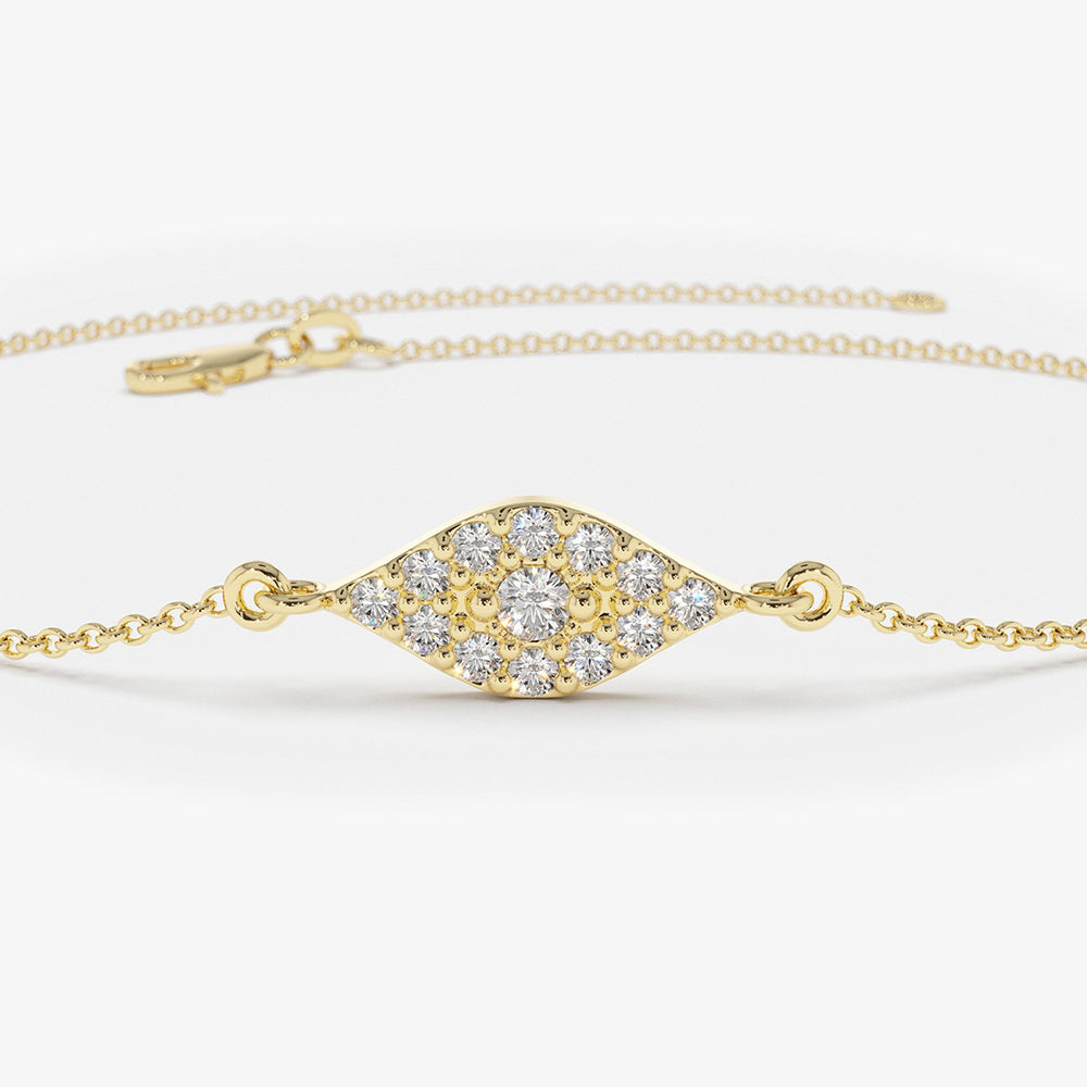OBFJ1727 - 14k Gold All Diamond Evil Eye Bracelet 9