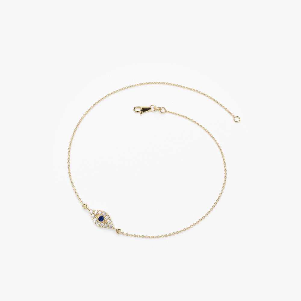 OBFJ1859 - Diamond and Sapphire Evil Eye Bracelet bracelets in selectable metal and diamond options - Roselle Jewelry view 7