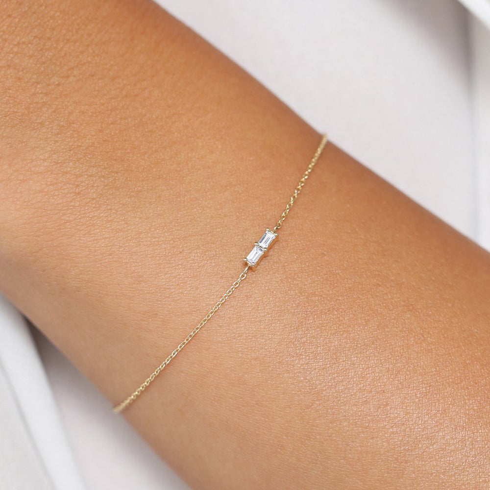 OBFJ1719 - 14k Double Baguette Diamond Bracelet 2