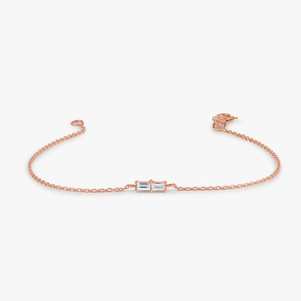 OBFJ1719 - 14k Double Baguette Diamond Bracelet 6