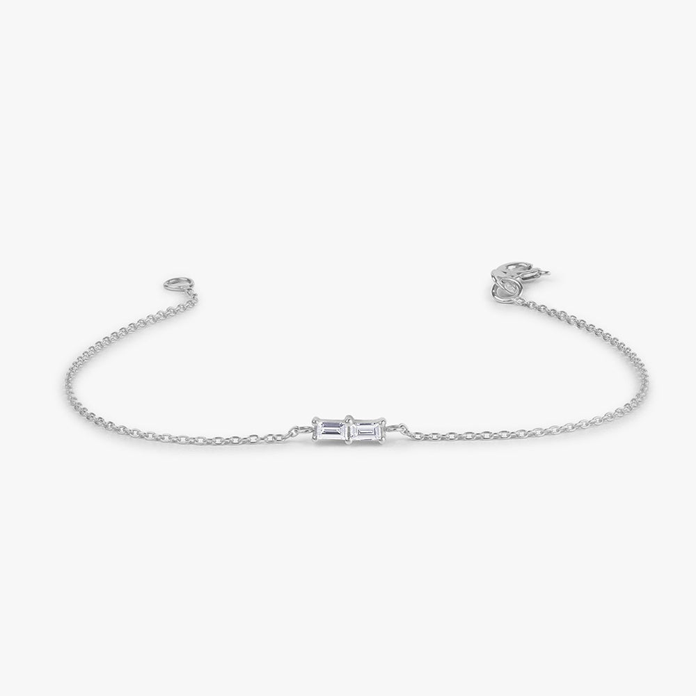 OBFJ1719 - 14k Double Baguette Diamond Bracelet 7