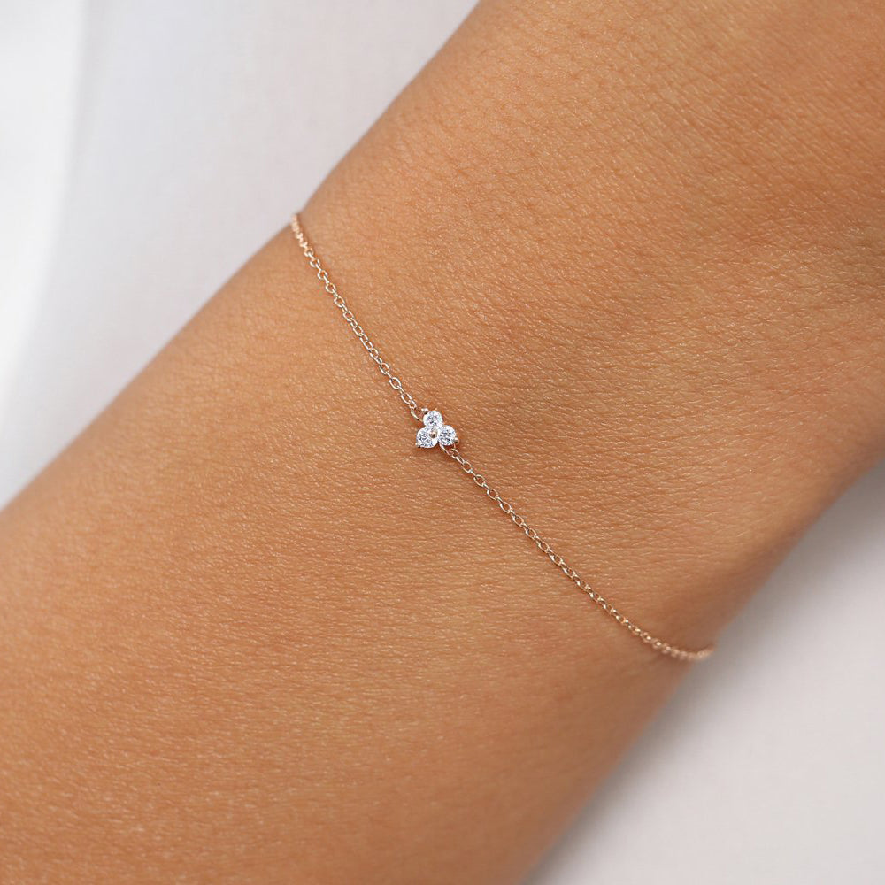 OBFJ1726 - 14K Gold Three Diamond Floating Bracelet 2