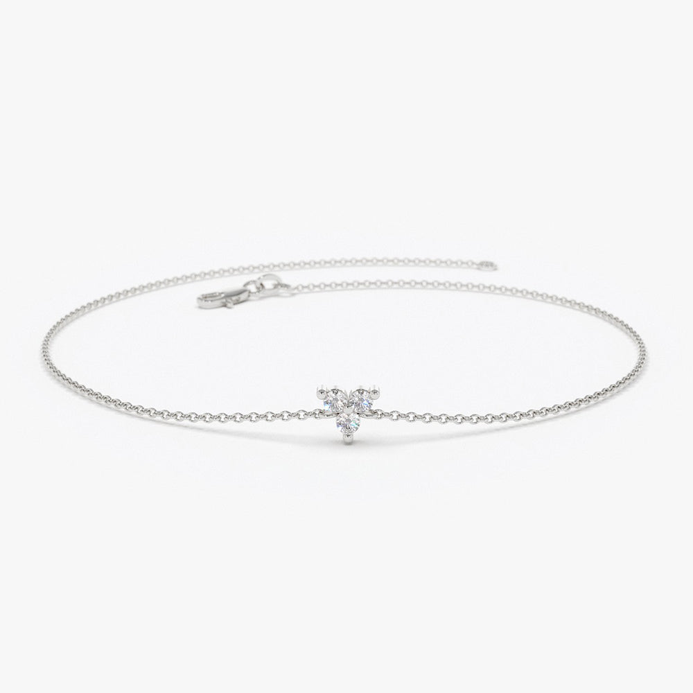 OBFJ1726 - 14K Gold Three Diamond Floating Bracelet 5