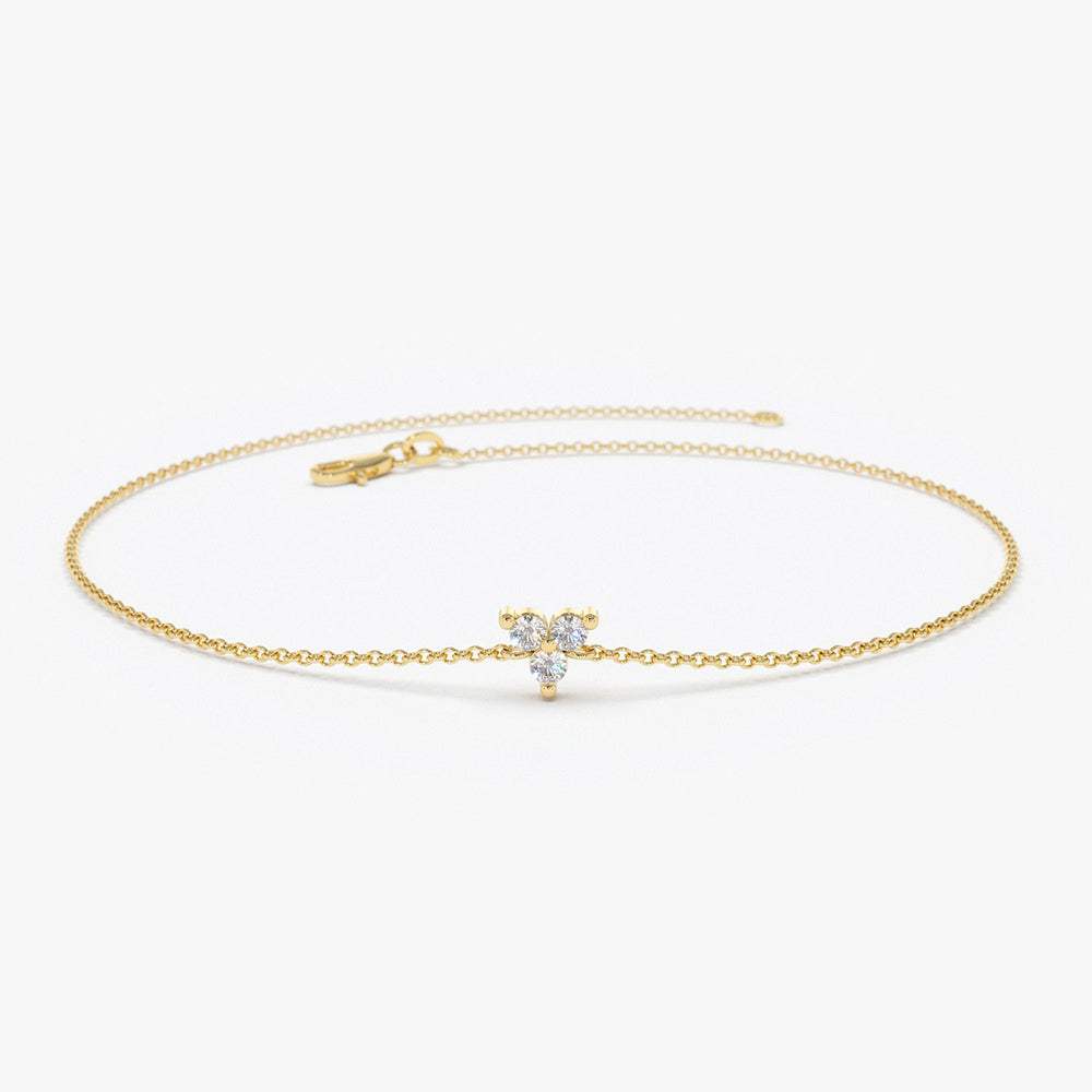 OBFJ1726 - 14K Gold Three Diamond Floating Bracelet 1