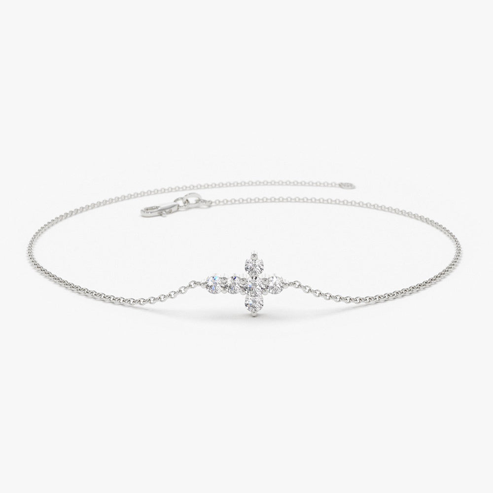 OBFJ1720 - 14K Gold Diamond Cross Bracelet 5